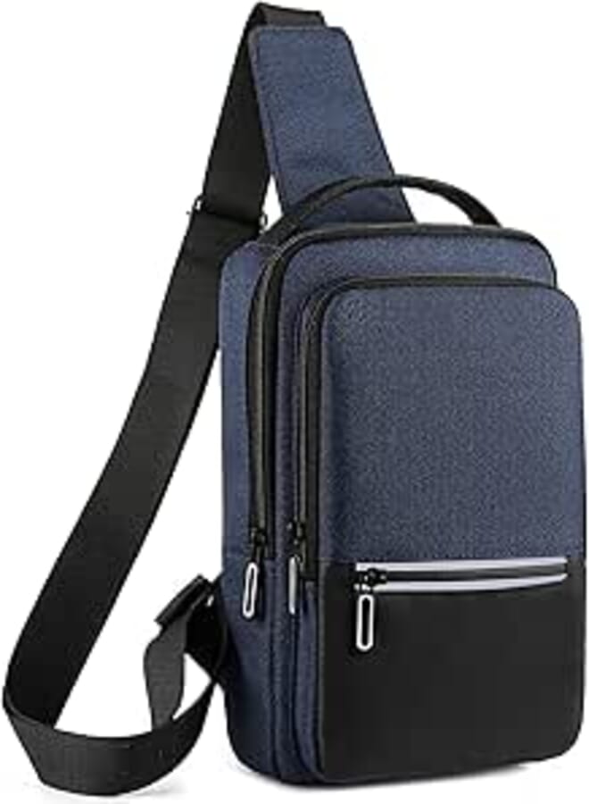Shoulder bag with USB port and headphone chest bag